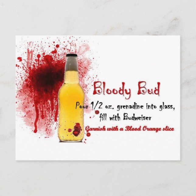 Cartão Postal Receita de Bebida Bloody Bud (Frente)