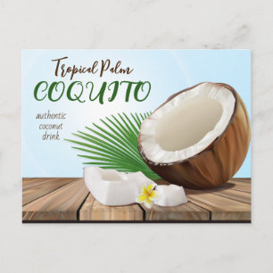 Cartão Postal Receita de Bebida Tropical de Coco Coquito