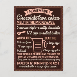 Cartão Postal Receita de Bolo de Chocolate com Calda de Chocolat