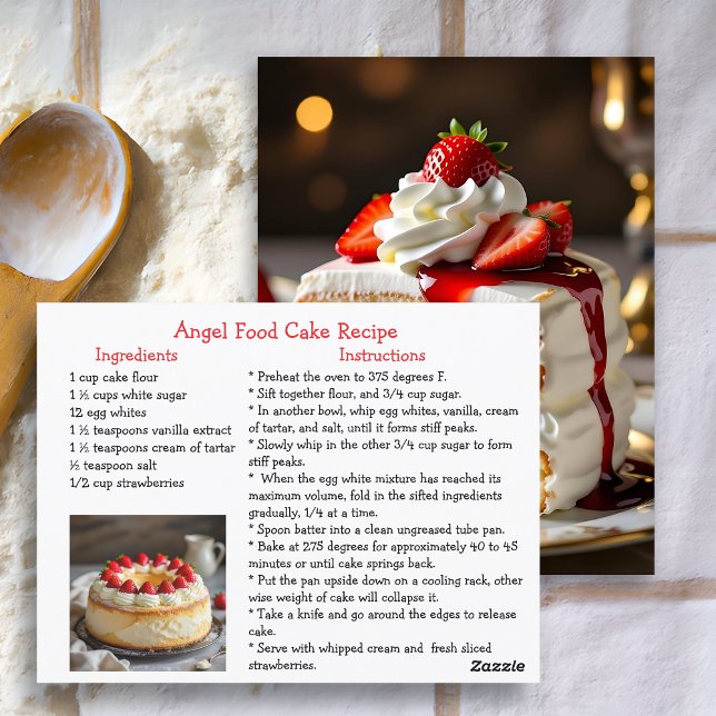 Cartão Postal Receita de Bolo de Comida Angel (Criador carregado)