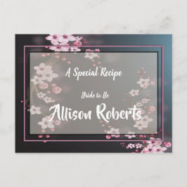 Cartão Postal Receita de Chá de Bebê Geométrico Flor de Cerejeir