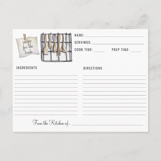 Cartão Postal Receita de Chá de panela de Utensílios de Cozinha  (Verso)