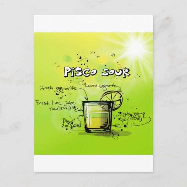 Cartão Postal Receita de Cocktail Bebida (Frente)