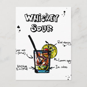 Cartão Postal Receita de Cocktail Sour Whiskey