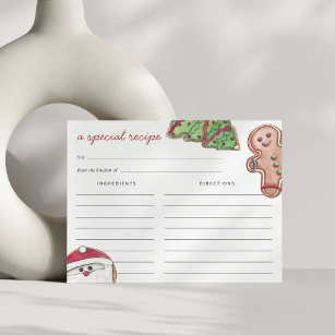 Cartão Postal Receita de Cookie de Natal com Aquarela