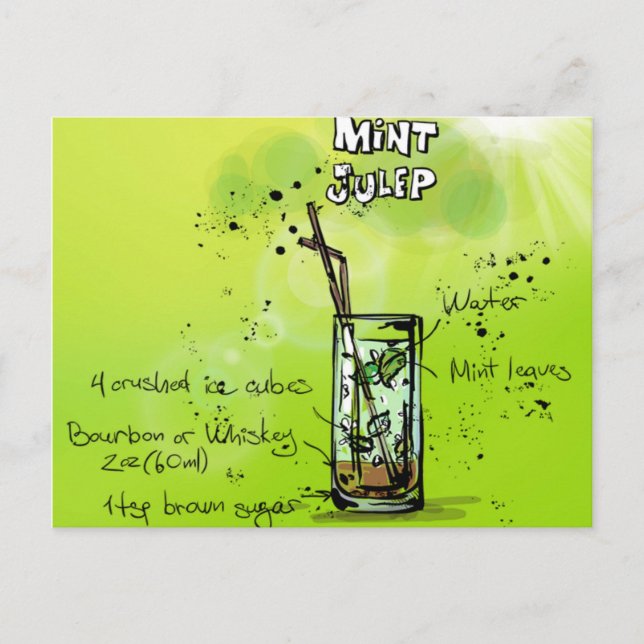 Cartão Postal Receita de Coquetel de Bar (Frente)