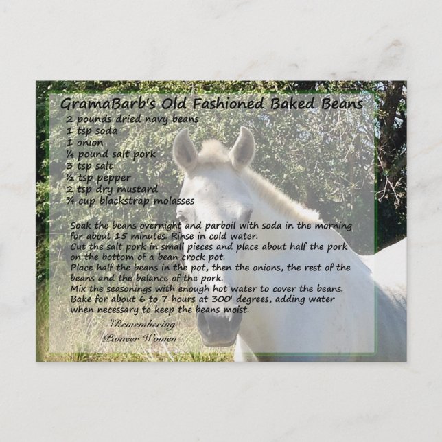 Cartão Postal Receita de Feijão Assado à Antiga (Frente)