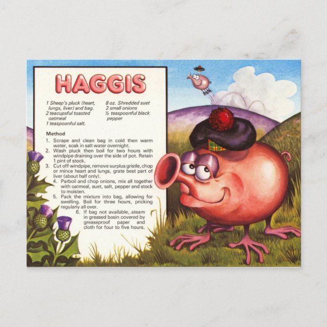 Cartão Postal Receita de Haggis (Frente)