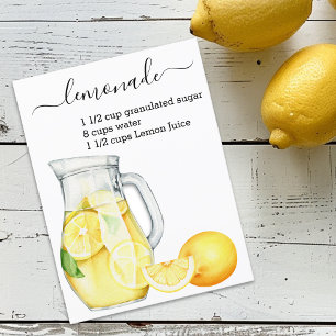 Cartão Postal Receita de Limonada Bebida Aquarela Limões 