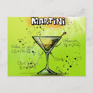 Cartão Postal Receita de Martini Cocktail