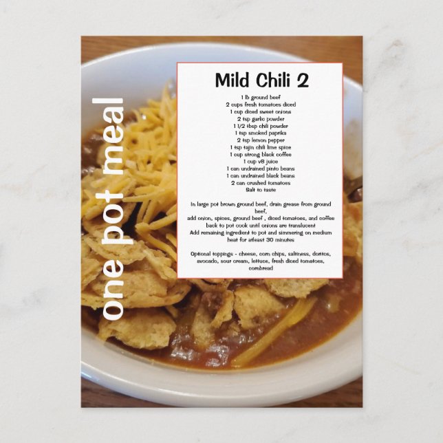 Cartão Postal Receita de milf chili com um ingrediente secretoCa (Frente)