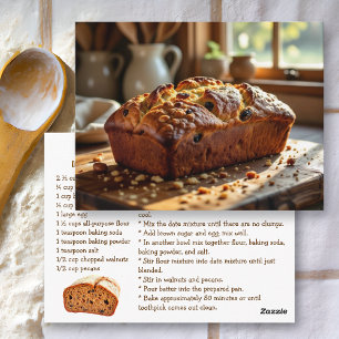 Cartão Postal Receita de Pão Caseiro de Tâmaras e Nozes