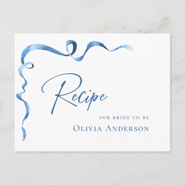Cartão Postal Receita do Chá de panela Desenho de Mão Azul Moder (Frente)