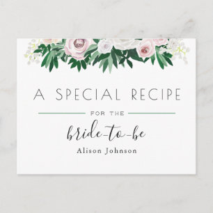 Cartão Postal Receita do Chá de panela Verde Branco Floral de C