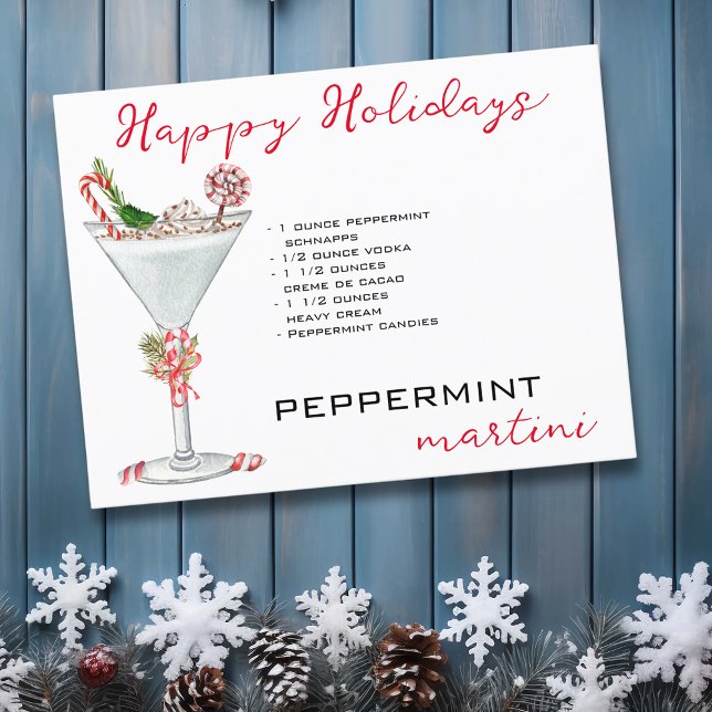 Cartão Postal Receita do Cocktail Martini Peppermint de Natal (Criador carregado)