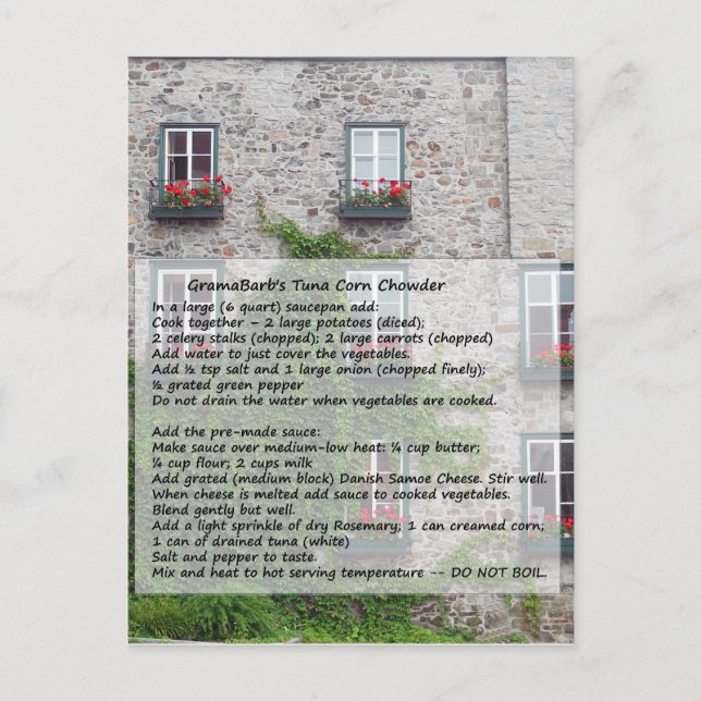 Cartão Postal Receita do Corno de Atum do GramaBarb (Frente)