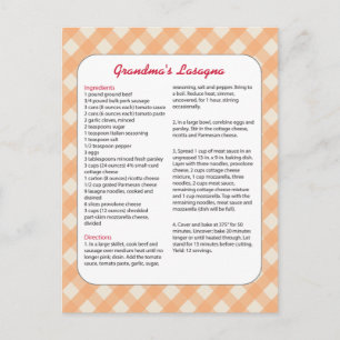 Cartão Postal Receita Favorita da Família Retrô - Lasanha