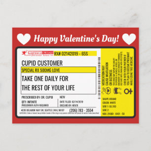 Cartão Postal Receita Namorados do Dr. Cupid