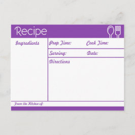 Cartão Postal Receita Roxo Simples Sem Linha