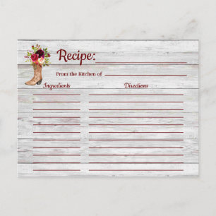 Cartão Postal Receita Rústica Marsala Boho Borgonha País Inserid
