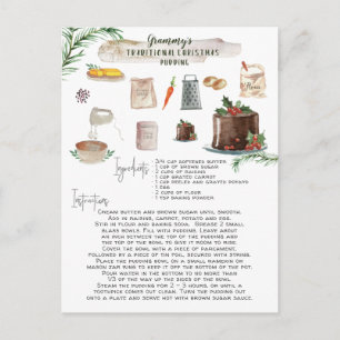 Cartão Postal Receita Tradicional de Pudim de Natal Feriado