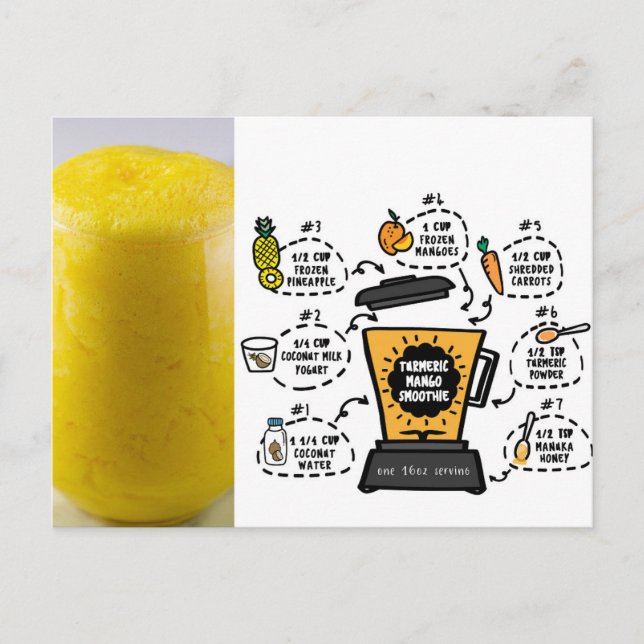 Cartão Postal Receita Turmeric Mango Smoothie (Frente)