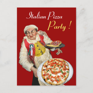 Cartão Postal Receita Vermelha do PARTIDO ITALIANO PIZZA