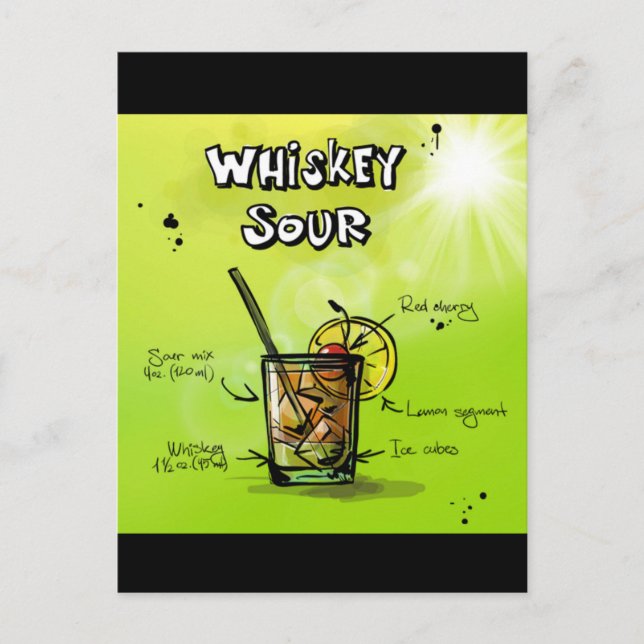 Cartão Postal Receita Whiskey Cocktail (Frente)