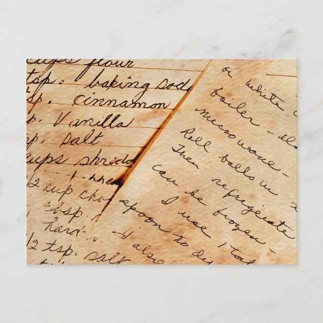 Cartão Postal receitas da família antiga (Frente)