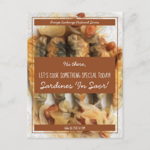 Cartão Postal Receitas de Encontro Familiar em Script Marrom e B