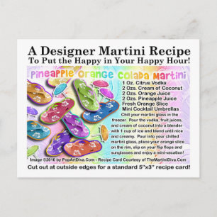 Cartão Postal Receitas Tropicais de Pinanás Laranja Colada Marti