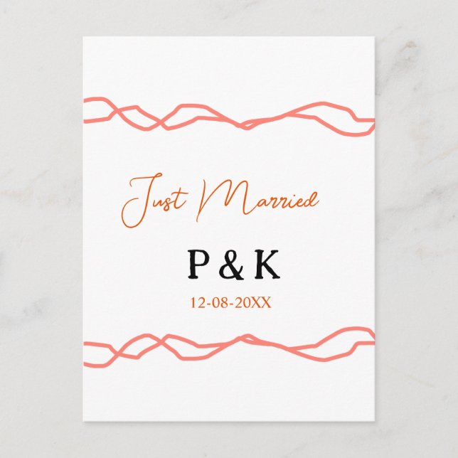 Cartão Postal Recem casados adicionar nome do casal data red vin (Frente)