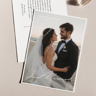 Cartão Postal Recém-Casados Anúncio de Foto de Noiva Romântica