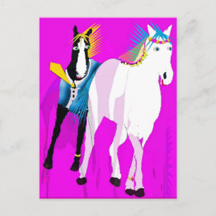 Cartão Postal Recem casados - Coleção de Cavalos Whimsical