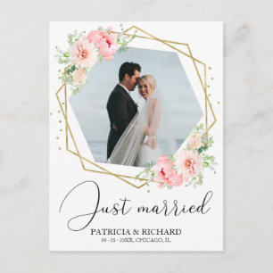 Cartão Postal Recém-Casados Elegante Anúncio de Casamento às Fur