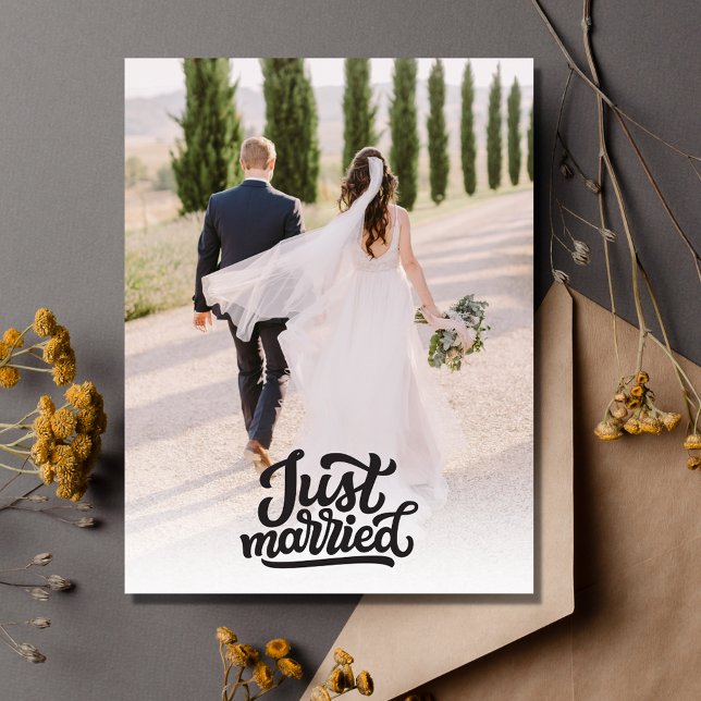 Cartão Postal Recem casados Foto Casamento Obrigado (Just Married Photo Wedding Thank You Postcard)