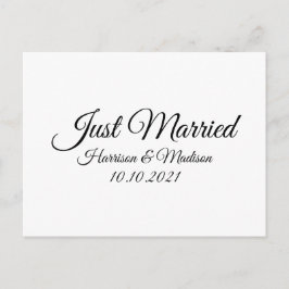 Cartão Postal Recem casados, personalizar texto preto branco