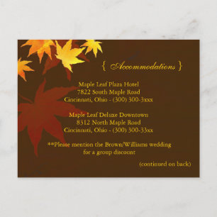 Cartão Postal Receptáculo de Alojamento de Casamento de Maple de