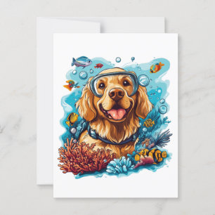 Cartão Postal Recife de ouro Cão Snorkeling Coral Recife