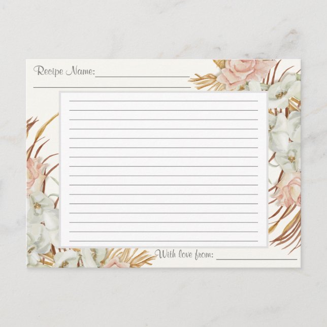 Cartão Postal Recipiente Boho Floral Muted Tropical Palm Greener (Frente)