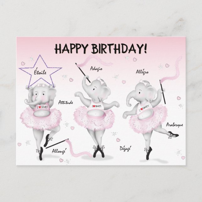 Cartão Postal Recital de Dança da Bailarina Elefante (Frente)