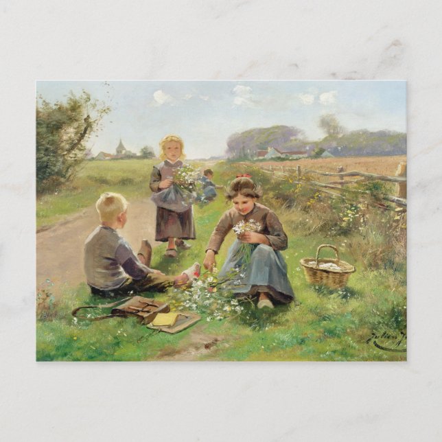 Cartão Postal Recolha de flores (óleo na canvas) (Frente)