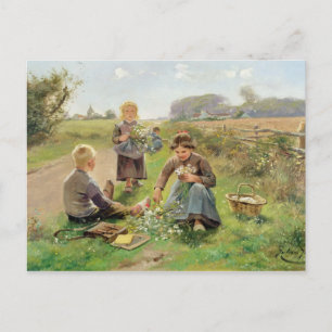 Cartão Postal Recolha de flores (óleo na canvas)