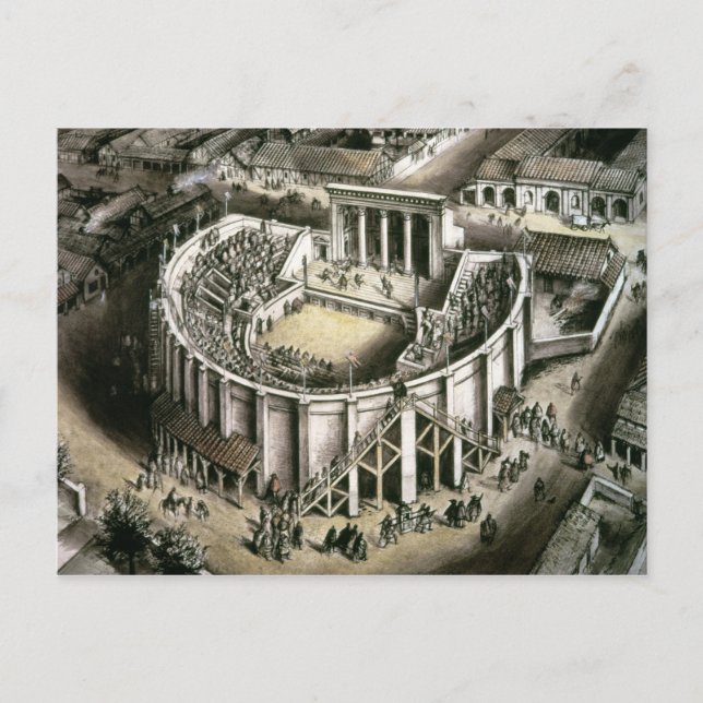 Cartão Postal Reconstrução do teatro, século segundo romano (Frente)
