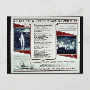 Cartão Postal Recrutamento de Marinho Wwii2
