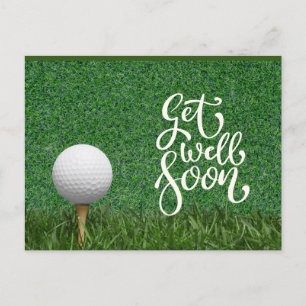Cartão Postal Recupere-se logo com bola de golfe no green para g