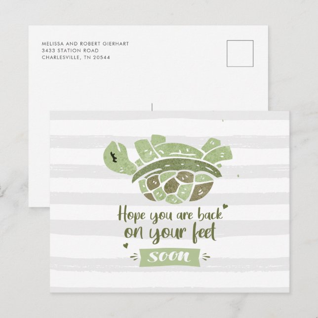 Cartão Postal Recupere-se Logo Desejos Divertidos e Fofos de Enf (Frente/Verso)