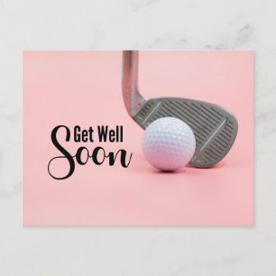 Cartão Postal Recupere-se logo para mulher golfista tema rosa