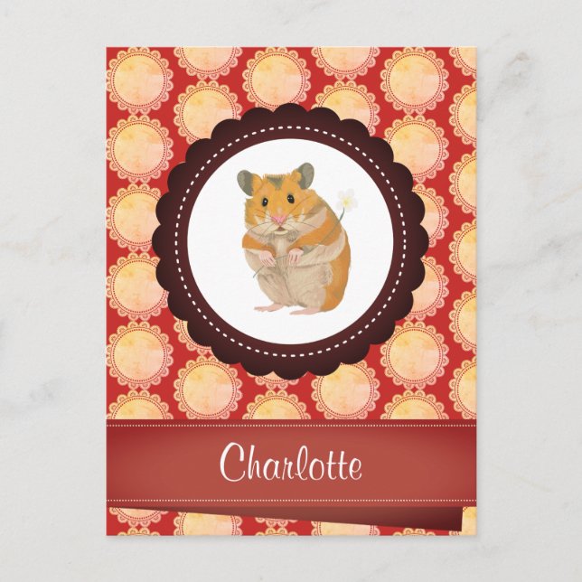 Cartão Postal Red Add Your Name Hamster (Frente)