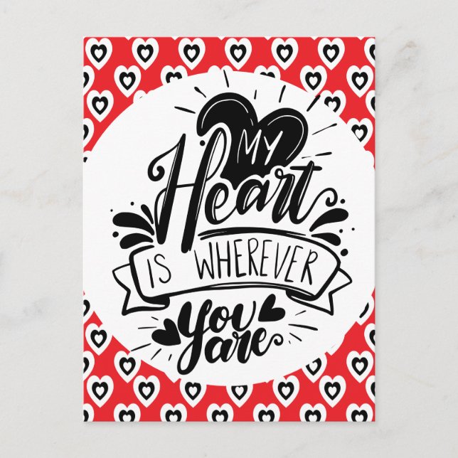 Cartão Postal Red and Black Hearts Quote Valentines Day    (Frente)